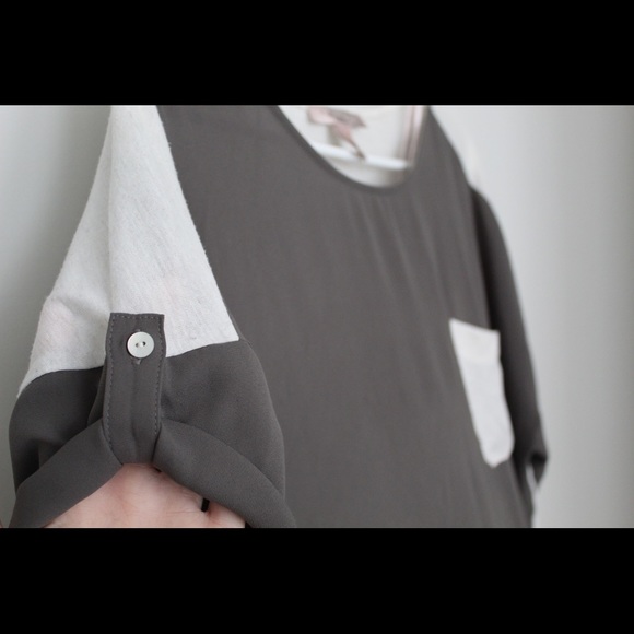 Olive/cream blouse - Picture 3 of 4